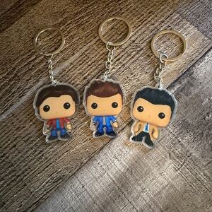 Sam,Dean & Castiel Acrylic Keychains. Price is for one.